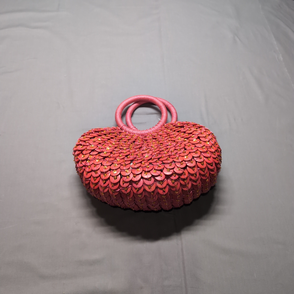 NWT Chico's Womens Caracas Red Quilted Clutch with Sculptural Design